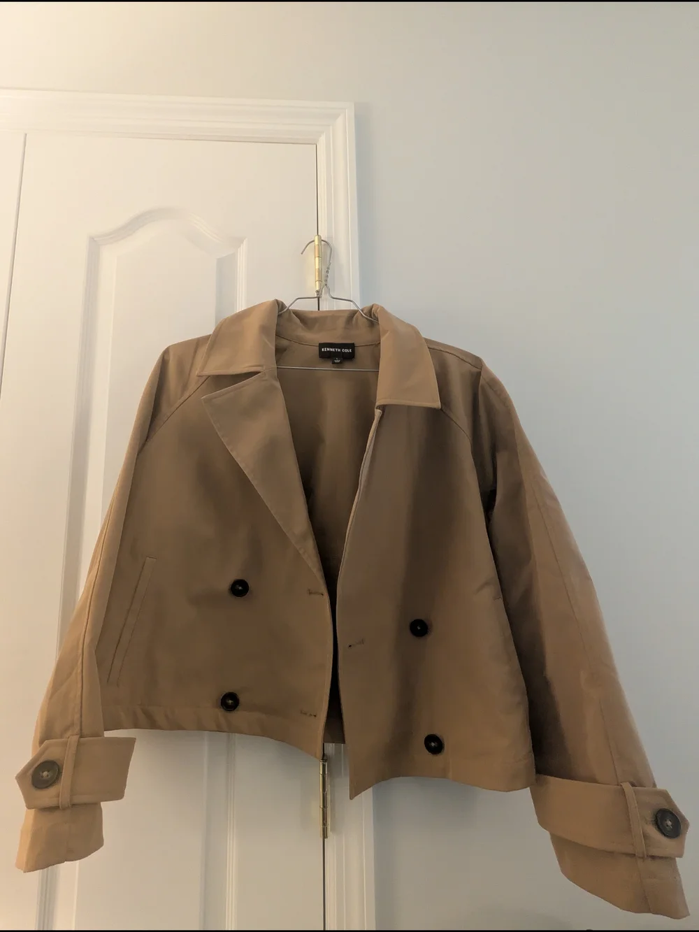 Kenneth Cole Cropped Tan Coat - Picture 1 of 4